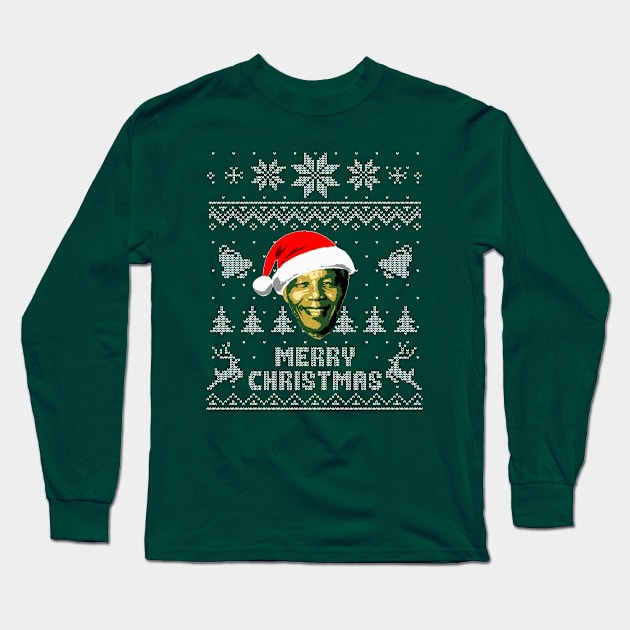 Nelson Mandela Merry Christmas Long Sleeve T-Shirt by Nerd_art